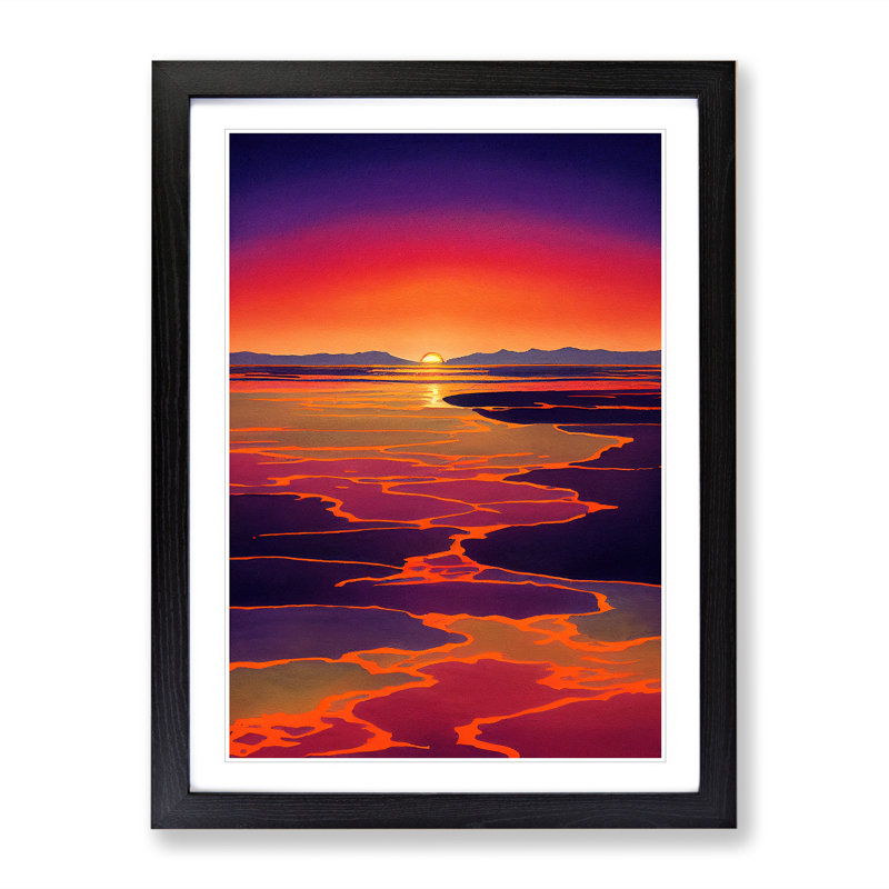 Unique Sunset - Wall Art, 48cm H x 36cm W, Black Picture Frame, White