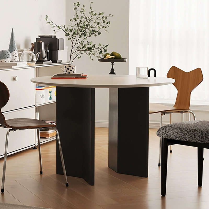 Table de salle à manger en bois massif noir et blanc, H 29,53 po x L 43,31 po x l 43,31 po