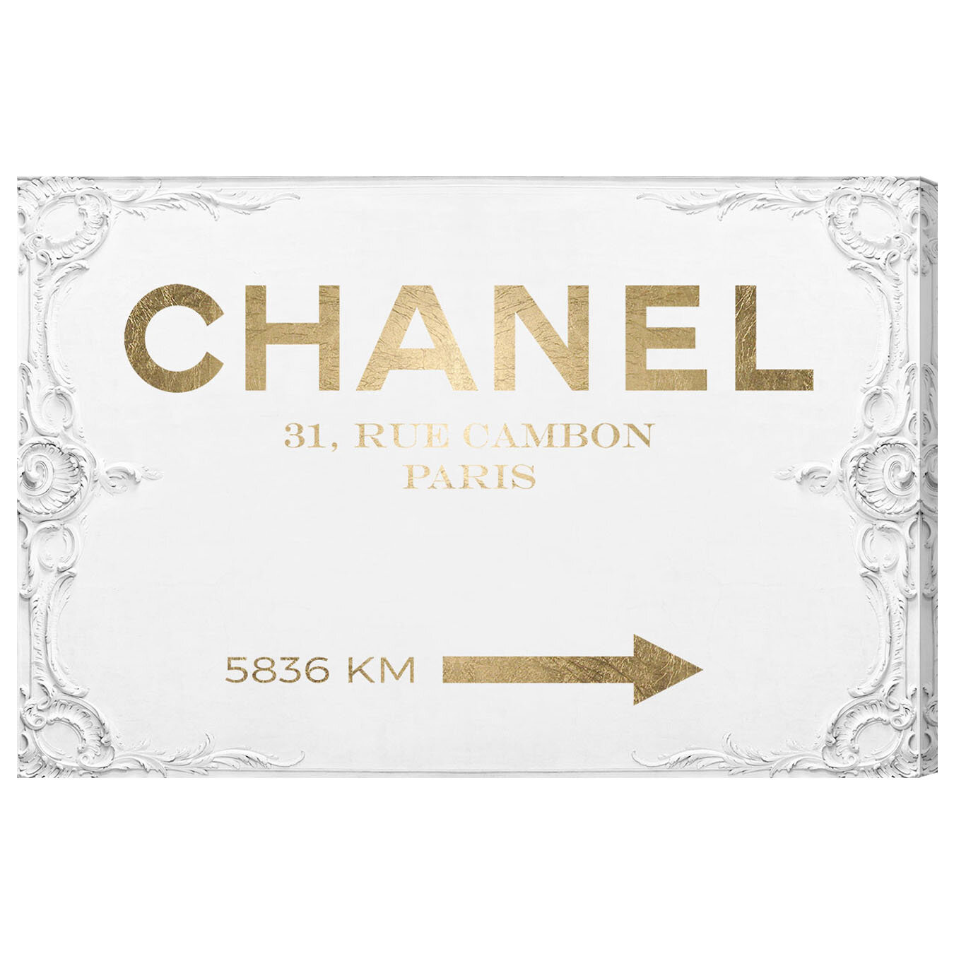 Fashion And Glam Couture Road Sign Rococo Gold Road Signs On Canvas Graphic  Art