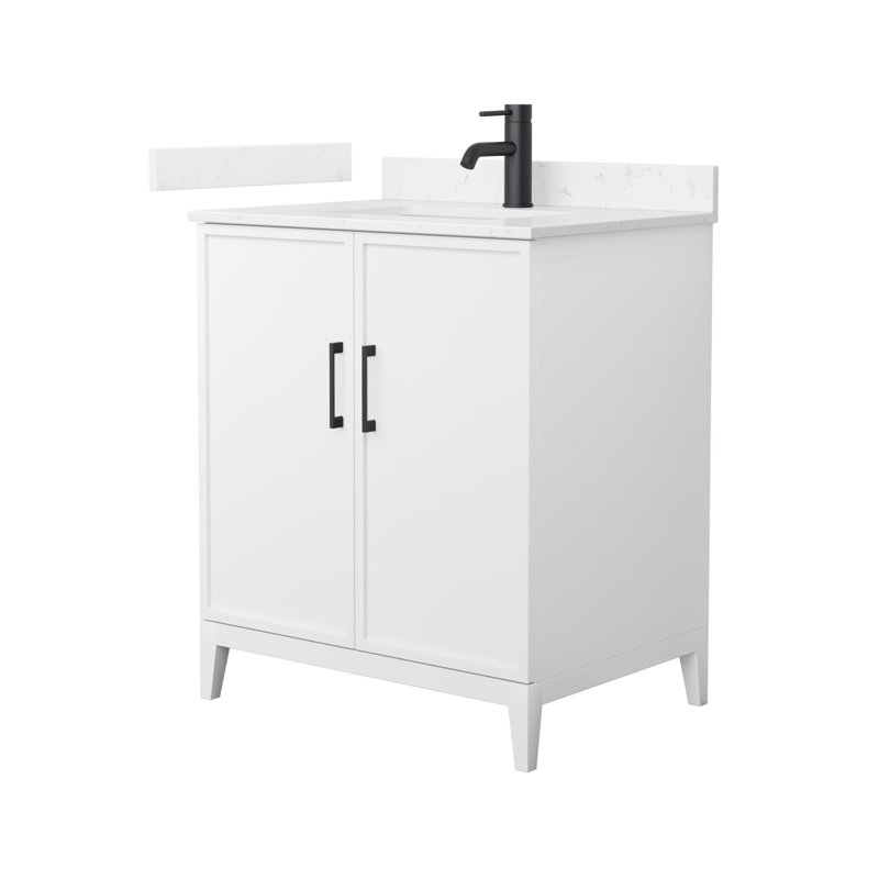 Elan 30'' W Vanity, Matte Black, White, White Cultured Marble