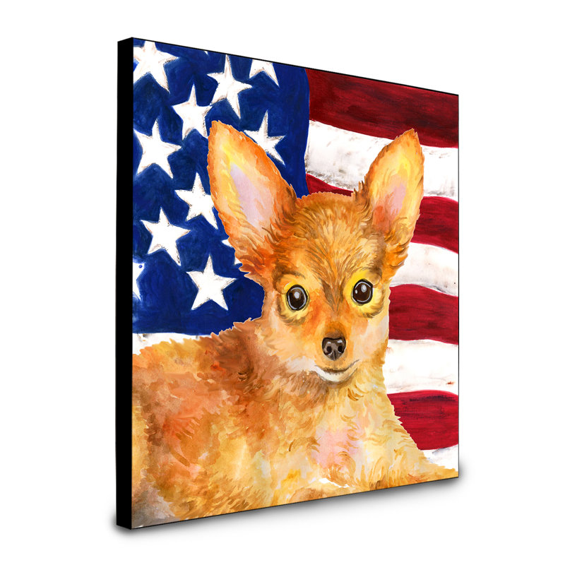 Panneau mural patriotique art Double Down, Terrier jouet