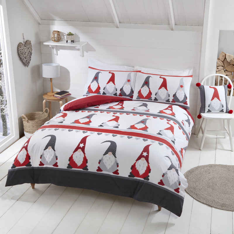Siena Red and Grey Duvet Cover Set, King Duvet Cover + 2 Standard Pillowcases