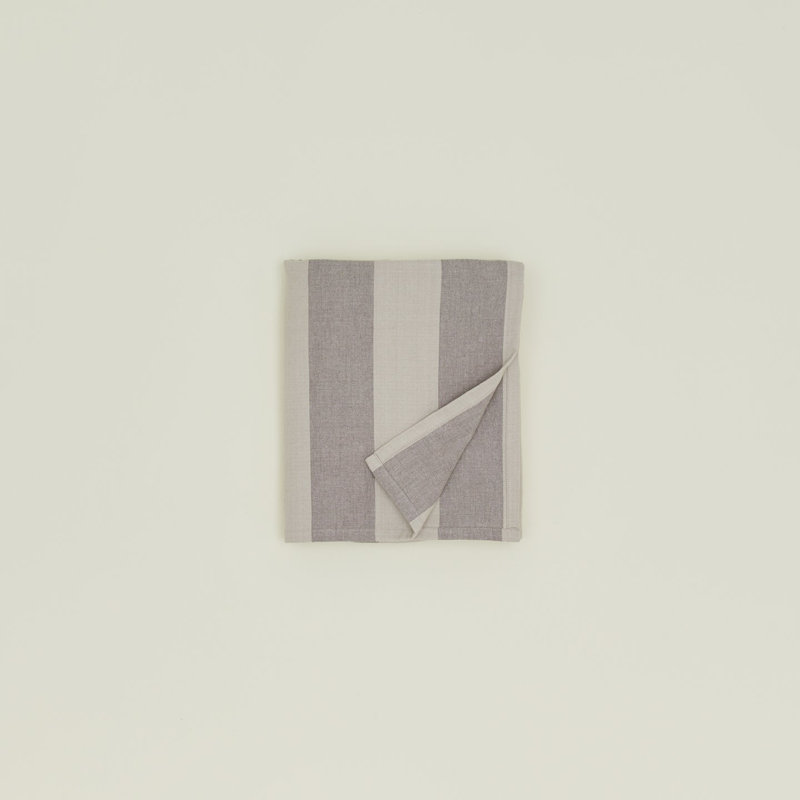 Light Grey and Dark Grey Striped Rectangular Fabric Tablecloth