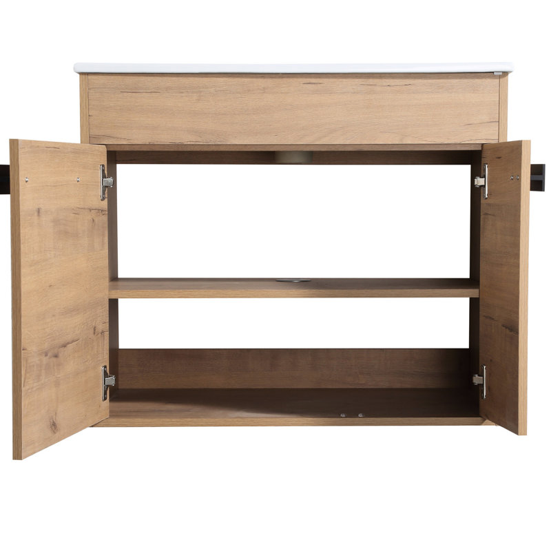Armoire de salle de bain moderne, 30 po, avec fermeture en douceur et composant en métal, poignée autoportante pour meuble-lavabo