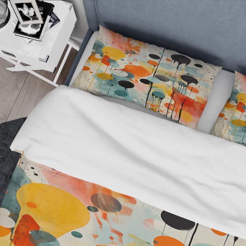 Ensemble de housse de couette Colorful Mid Century Atomic Abstraction I Bedding