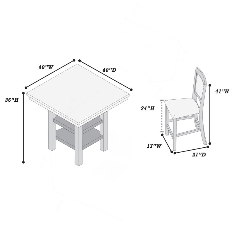 Ensemble de comptoir 5 pièces, 36" H x 40" W x 40" D, Grey / Brown, Grey, Brown