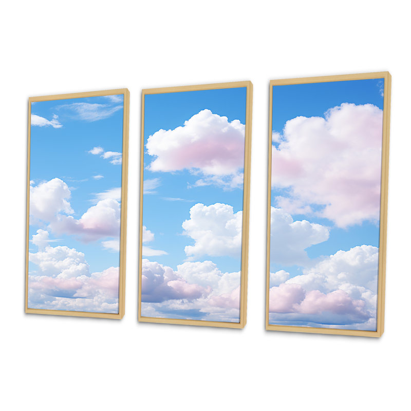 Sky Sky Horizon II - art mural ciel, Cadre flottant brun, H 32 po x l 48 po x P 1 po