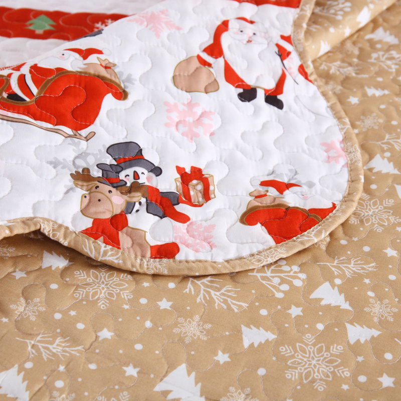 MarCielo Kids Christmas Quilt Bedspread Set BY210, Full Quilt + 2 King Pillow Shams