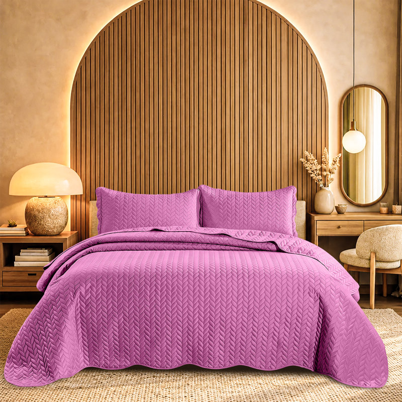Ensemble d'édredon léger en microfibre avec taies décoratives Oxford, Twin Comforter + 1 Standard Sham, Lilas
