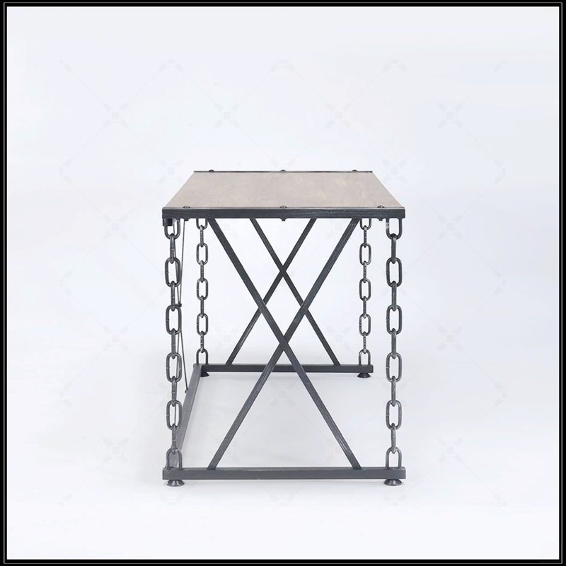 Console rustique en chêne rustique et noir antique, parfaite pour ajouter un charme rétro et un style industriel à n'importe quel espace