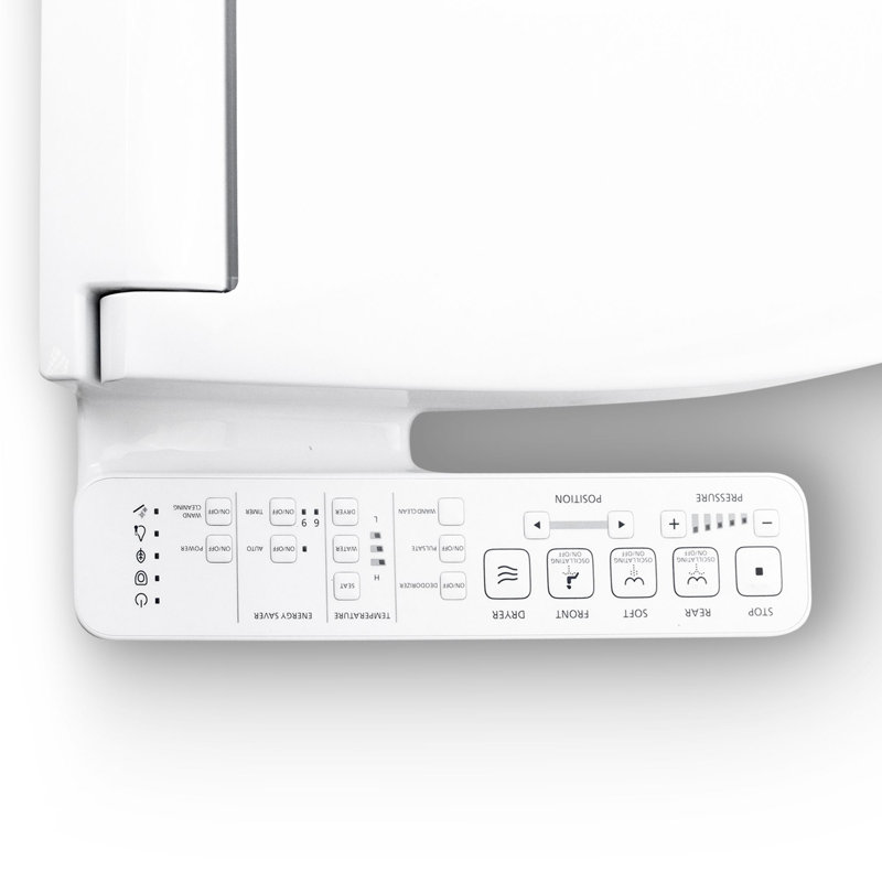 Modern Whisper White Elongated Electronic Bidet Toilet Seat with Self-Cleaning
