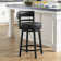 Deherrera Modern Swivel Counter or Bar Stool with Open Low Back and Footrest in Metal and Faux Leather