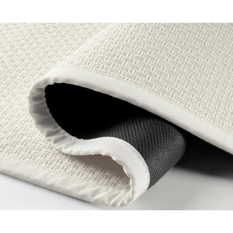 Cream Synthetic Non-Slip Rectangular Kitchen Mat Set