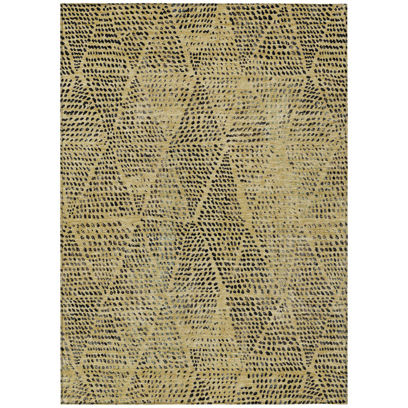 Tapis intérieur / extérieur géométrique lavable noir et charbon 8 pi x 10 pi