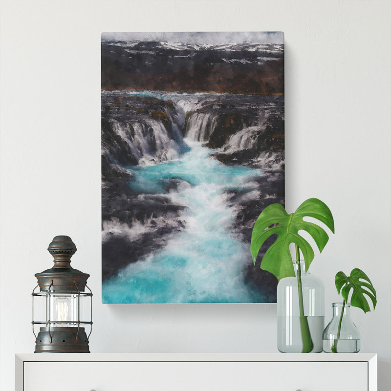 Bruarfoss Waterfall in Iceland - Wrapped Canvas, 50cm H x 35cm W x 3cm D