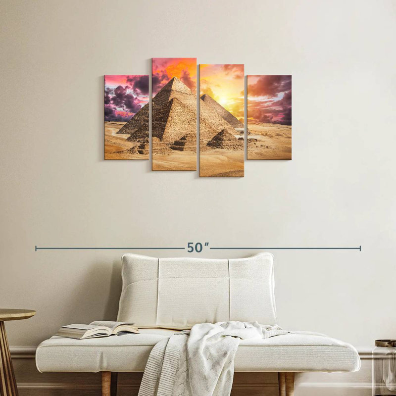 Pyramides d'Adella Gizeh, ciel coucher de soleil, H 22 po x l 36 po