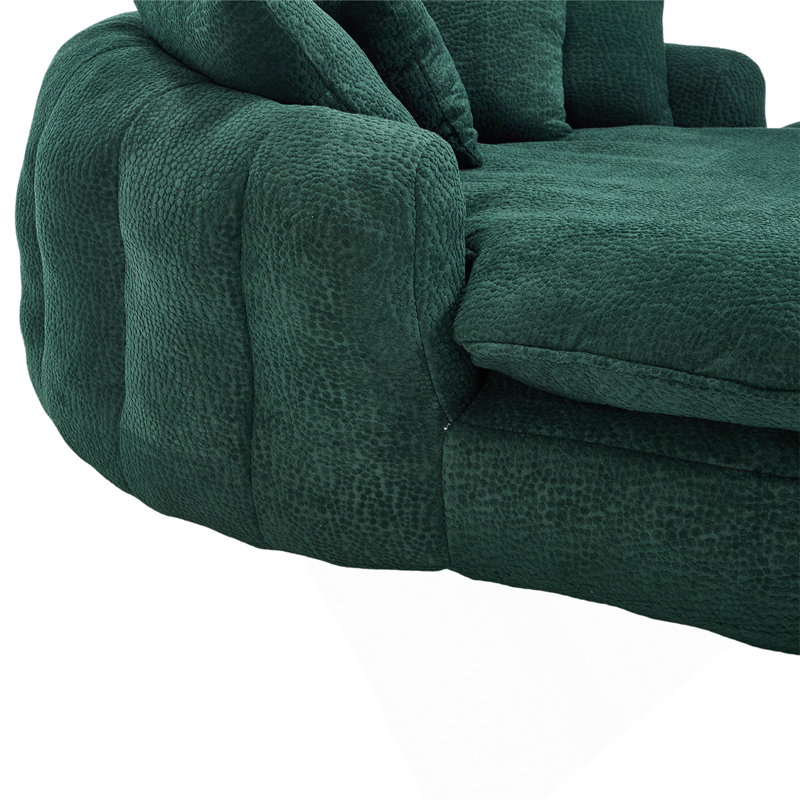 Canapé surdimensionné ovale rembourré à billes, canapé paresseux avec 3 grands coussins et 2 petits coussins, dossier enveloppant pour adultes, canapé à billes en chenille