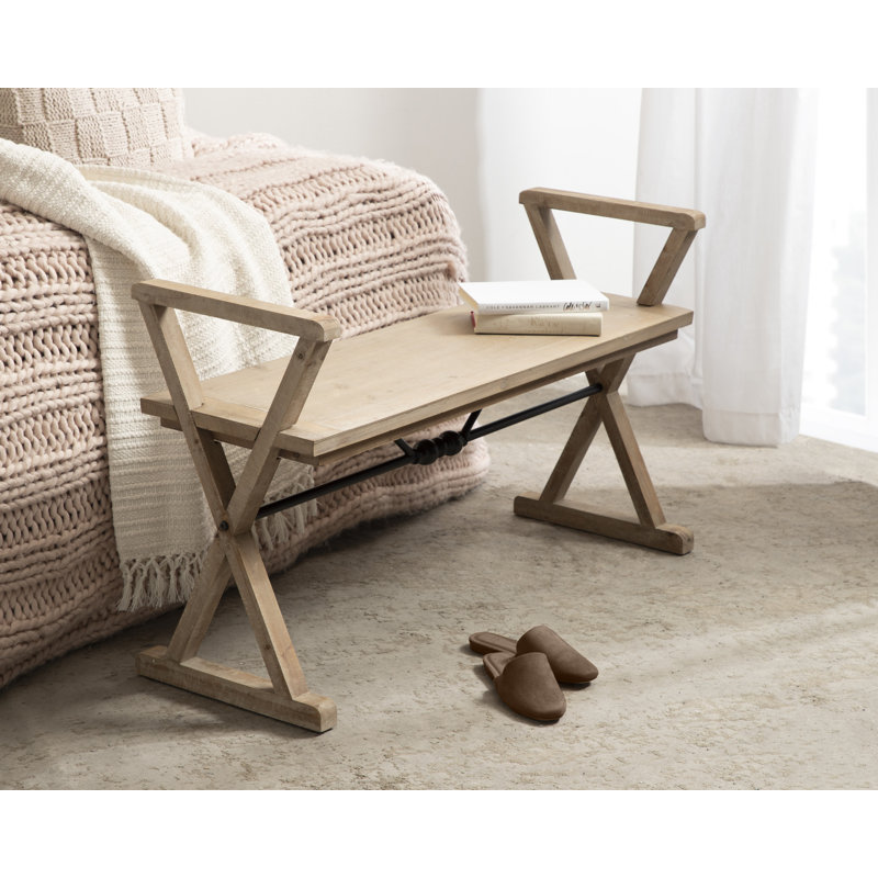 Banc de hall d'entrée Petrin, Brun rustique, H 25,75 po x l 42 po x P 15 po