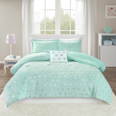Rosalie Metallic Printed Plush Comforter Set