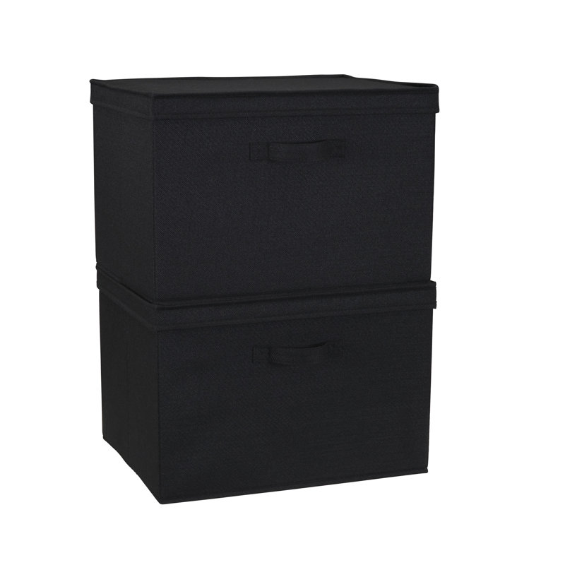 Household Essentials Wide Storage Box Fabric Bin, 12" H x 18.5" W x 15" D, Black