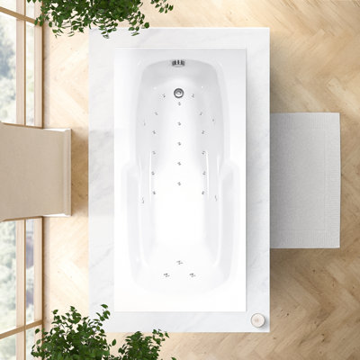 Baignoire encastrée en acrylique avec drain réversible blanc L 60 po x l 36 po