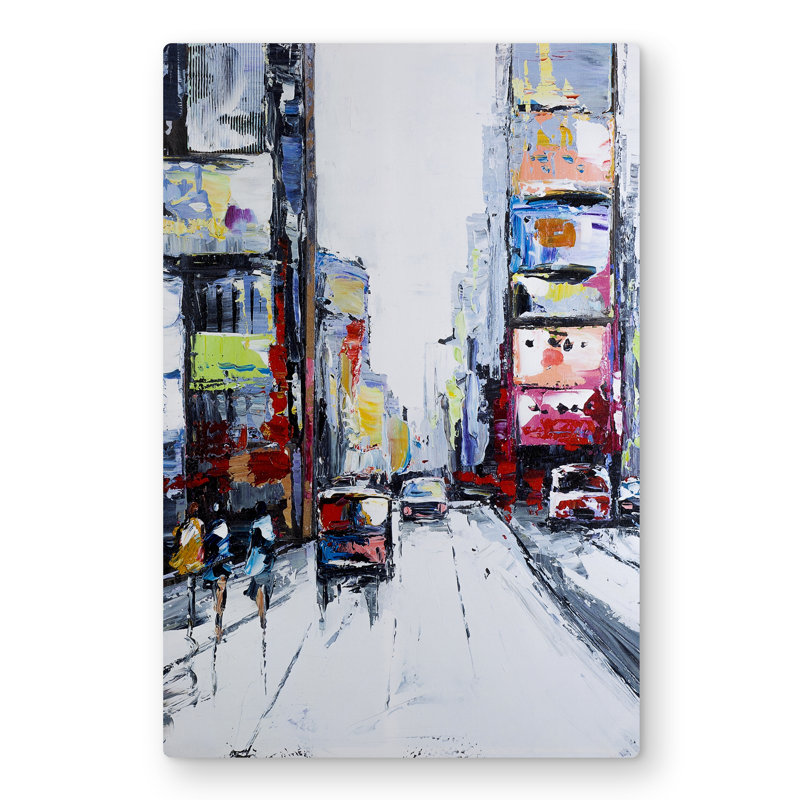 Time Square - Contemporary Red Metal Print for Home Decor