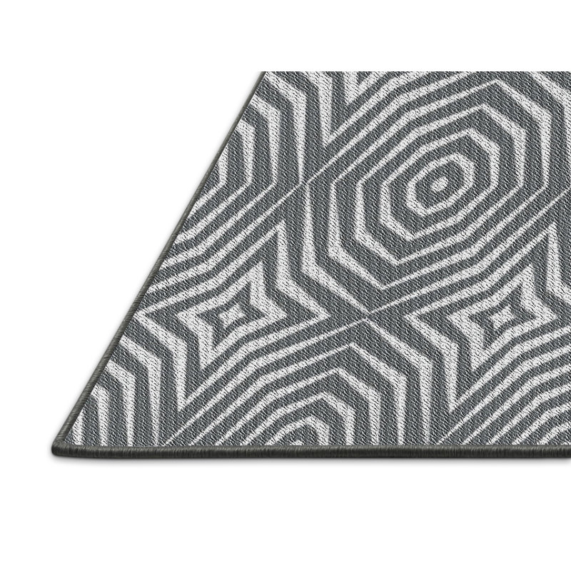 Tapis gris/zone blanche à motifs Broemmel, Rectangle 5 pi x 7 pi