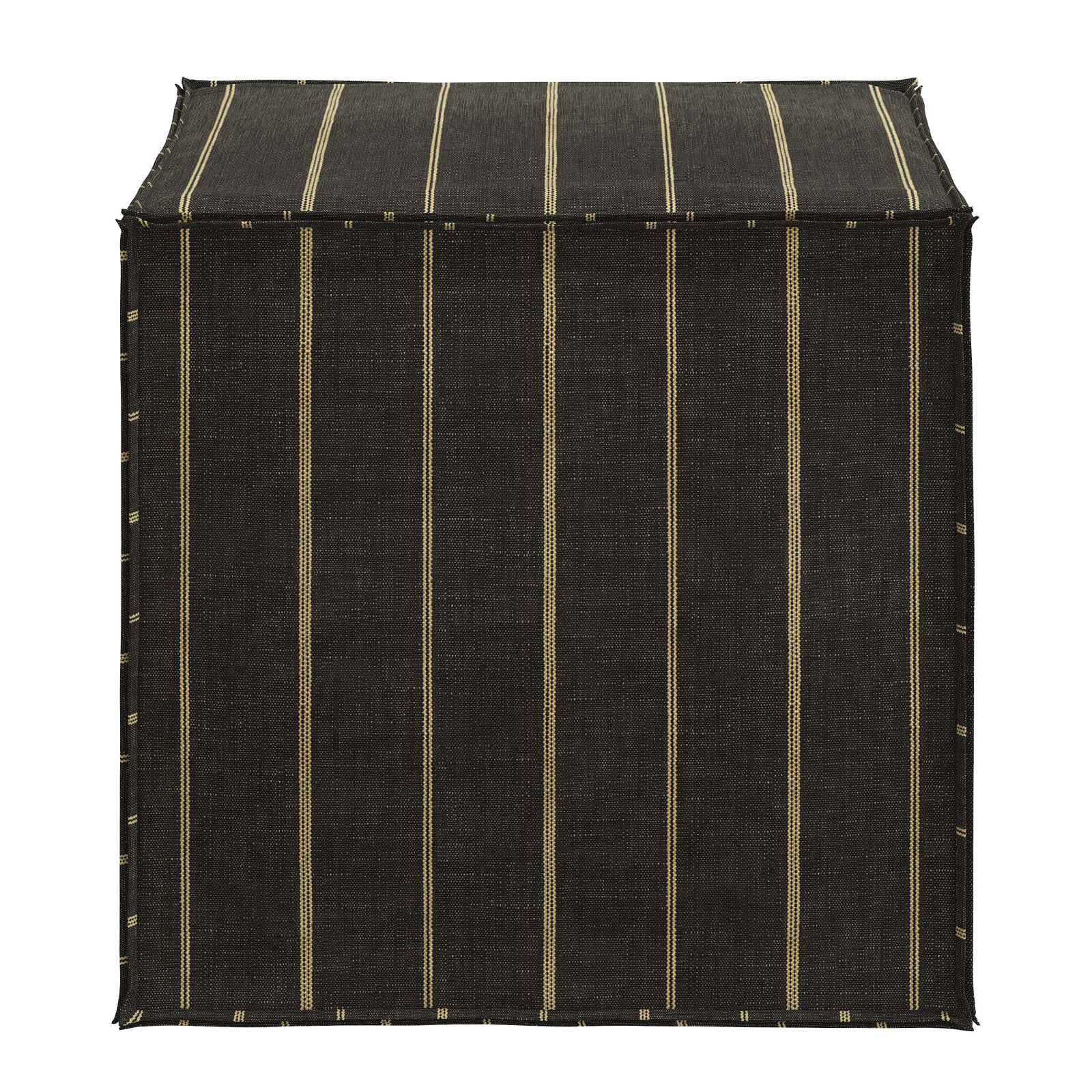 Esmerelda Upholstered Ottoman, Fritz Peppercorn Stripe
