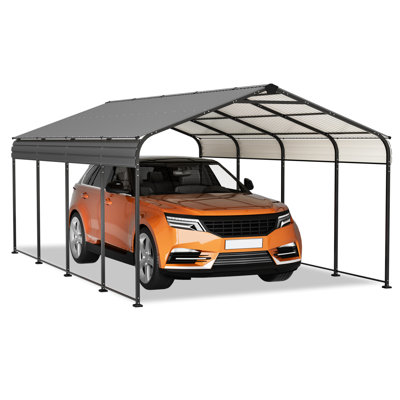 12X20 Ft All Weather Portable Garage, Heavy Duty Galvanized Metal Carport, With High - Density Rain Tape And Upf50+ Blocking Carport For Boats, Protection With Blocking, Canopy