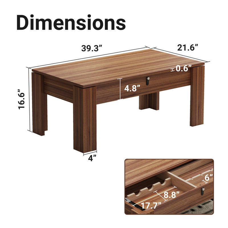 35" Rectangle Coffee Tables With Storage For Firearms And Wine, Small Table With Password Lock