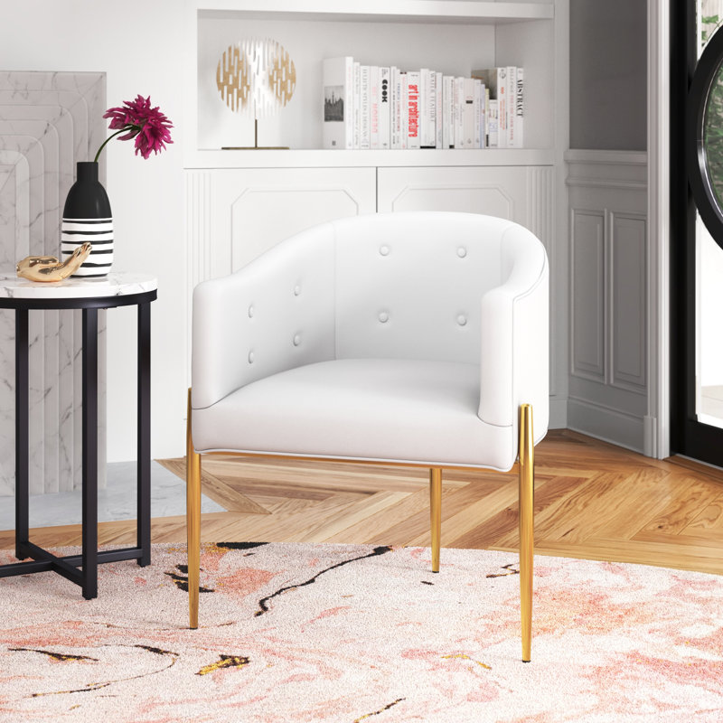 Savour Tufted Performance Velvet Accent Chair, White Velvet