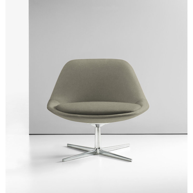 Chiara Lounge Chair, Polished Aluminum, Vella Peppercorn