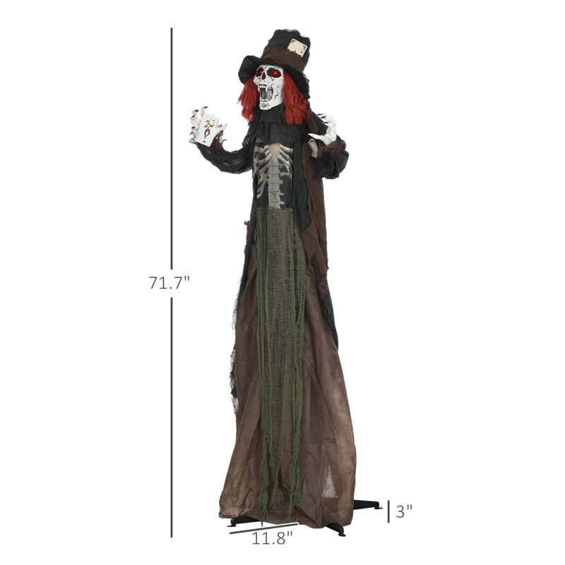 6' Life Size Outdoor Halloween Sound And Motion Activated Animatronic Zombie With Skeleton Chest And Scary Sharp Teeth