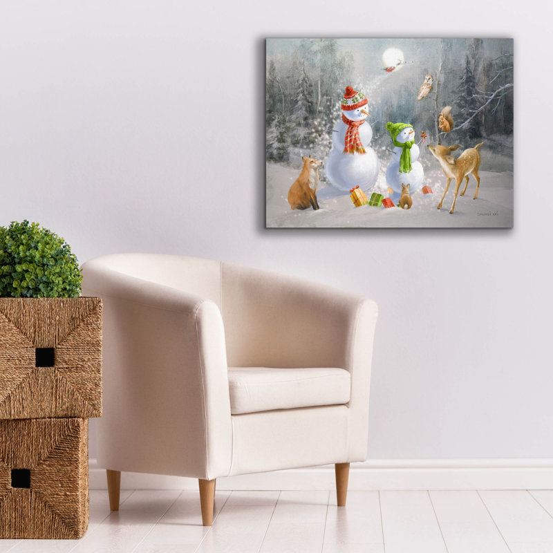 «Woodland Snowmen» par Danhui Nai, art mural, H 26 po x l 34 po