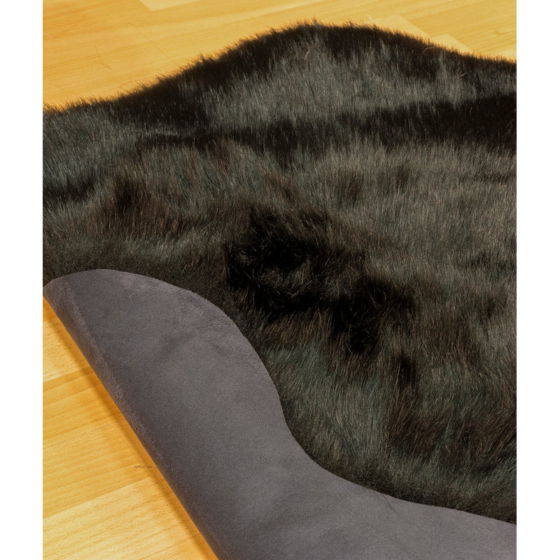 Tapis noir en polyester tissé à la machine Novelty, Nouveauté 2 pi x 2 pi 11 po