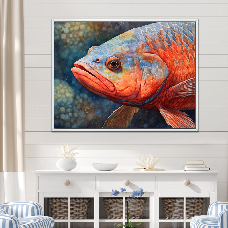 " Underwater Fish Fantasy I ", White Floater Framed, 12" H x 20" W x 0.5" D