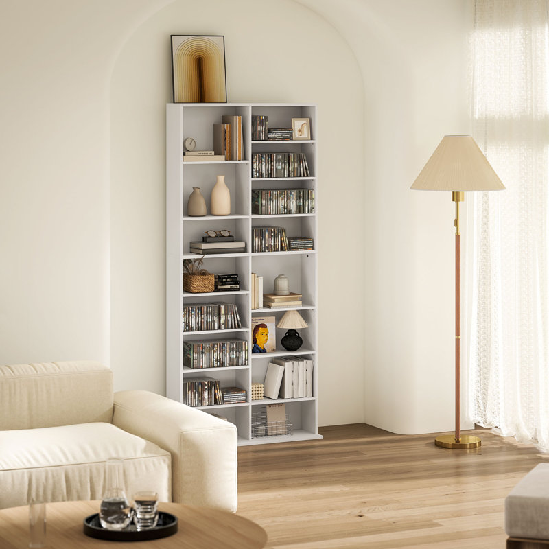 HOMCOM DVD Storage Unit, 140cm H x 33cm W x 24cm D, White