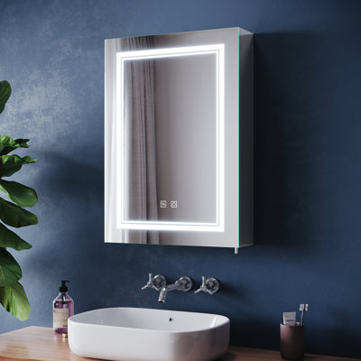 50 mm W 70 mm H Mirrored Bathroom Cabinets 3 Adjustable Shelves with Mirror