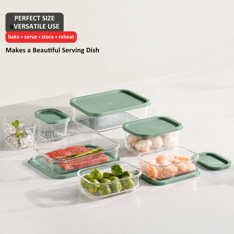 14 Piece Glass Airtight Meal Prep & Storage Containers with Lids , Sage Green