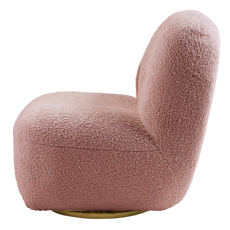 Chaise d'appoint rose avec pivot à 360 degrés - look moderne, revêtement, siège en mousse pour plus de confort, coussins de dossier et de siège fixes, H 27,5 po x l 32,5