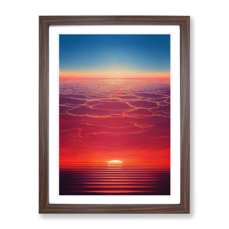 Dazzling Sunset - Single Picture Frame Print, 46cm H x 34cm W x 2cm D, Walnut