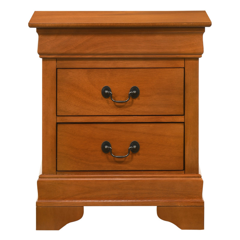 Table de chevet élégante en chêne avec 2 tiroirs