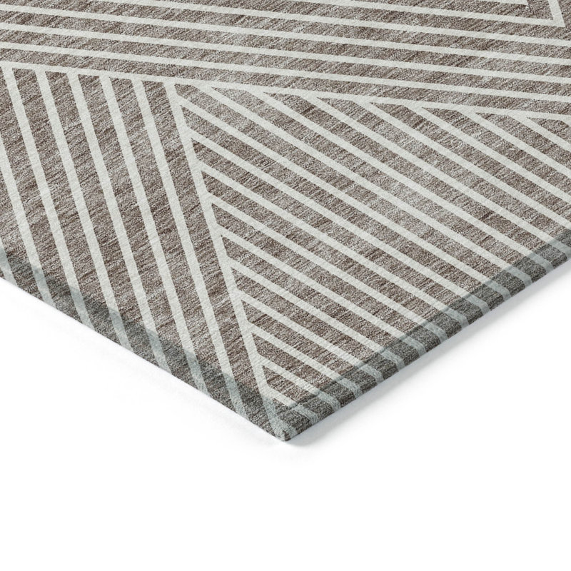 Tapis intérieur / extérieur lavable taupe et ivoire 9 pi x 12 pi