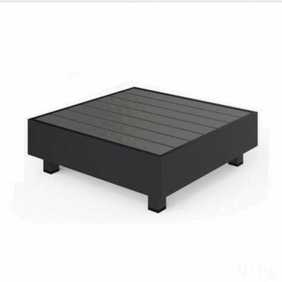 29" Square Black Metal Outdoor Coffee Table – All-Weather Slatted Patio Table with Drainage, Rust-Proof for Patios & Balconies