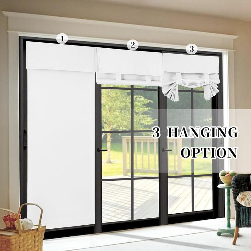 Oyannax Blackout Curtain Panel Pair,  White, 26" W x 66" L