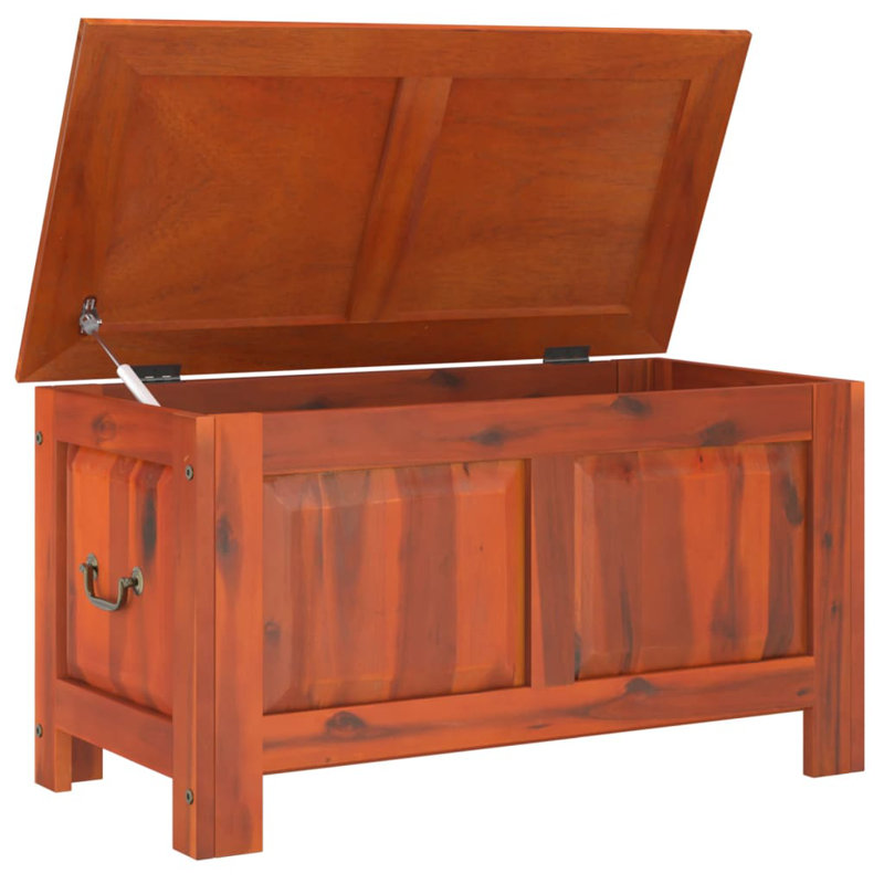Coffre de rangement avec couvercle en bois d'acacia brun et blanc Ophelia & Co., Brun