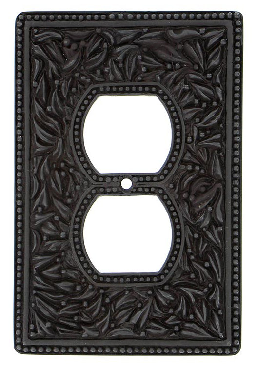 San Michele Patterned 1 - Gang Duplex Outlet Wall Plate, Oil-Rubbed Bronze