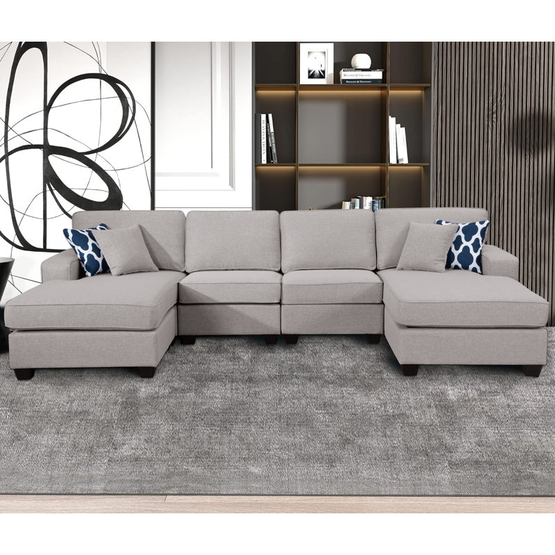 Canapé modulaire rembourré Onesia, Polyester gris