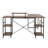 L-Shape Industrial Desk With Storage Shelves, Walnut