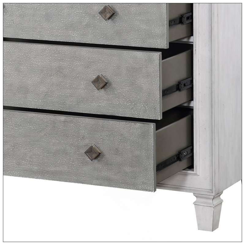 Commode Katia gris rustique et blanc vieilli